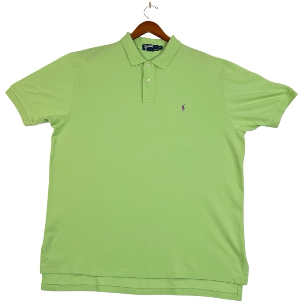 Polo Ralph Lauren neon green short sleeve collard shirt size XXLARGE